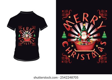 Merry Navidades mejor diseño de camiseta y ropa lista para imprimir.