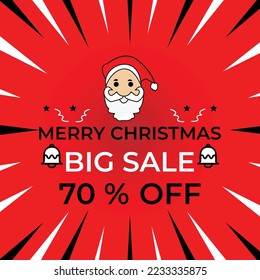 merry christmas big sale banner poster design 70 % off