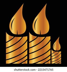 merry Christmas or birthday cake with candle look golden color. 