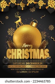 merry Christmas black
 background greetings. vector illustration design