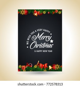 Merry Christmas black  Background With Typography and Elements