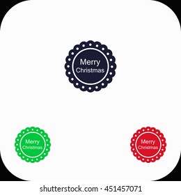 Merry Christmas black badge Illustration set. Blue, green, red icon.