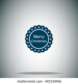 Merry Christmas black badge vector icon