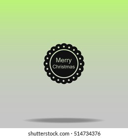 Merry Christmas black badge vector icon