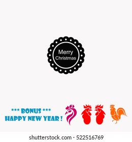 Merry Christmas black badge vector icon