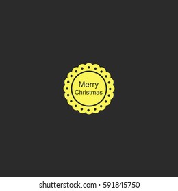 Merry Christmas black badge vector  icon.