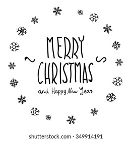 Merry Christmas black glittering lettering design. Vector illustration EPS 10 art