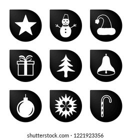 Merry Christmas black icon in the form of a drop. Winter icons set in beautiful gradient design isolated on white background. New year sign vector illustration.