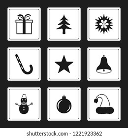 Merry Christmas black icon. Winter icons set in flat design isolated on white background. New year sign vector illustration.