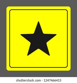 Merry Christmas black icon. Winter icon in flat design isolated on yellow background. New year sign vector illustration. Star symbol.