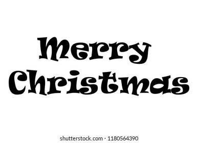 Merry christmas in black on white background