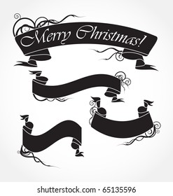 merry christmas black ribbons