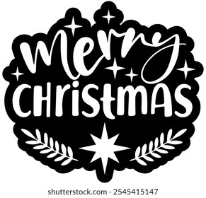 merry christmas black vector graphic design and cut file