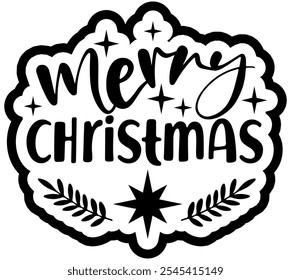 merry christmas black vector graphic design and cut file