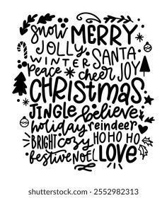 merry christmas black vector graphic design and cut file