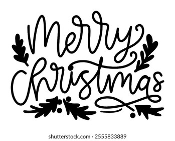 merry christmas black vector graphic design and cut file