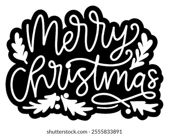 merry christmas black vector graphic design and cut file