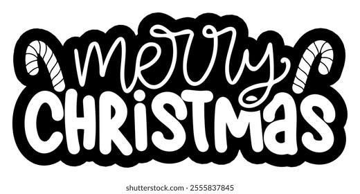 merry christmas black vector graphic design and cut file