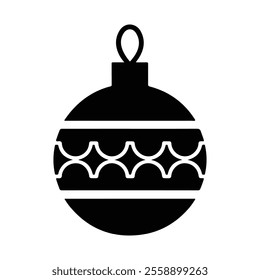 Merry Christmas Black and White Holiday Bauble ornament silhouette vector Illustration.