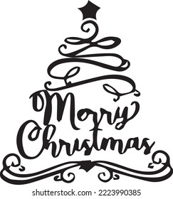 Merry Christmas black and white vector made with specific shades 