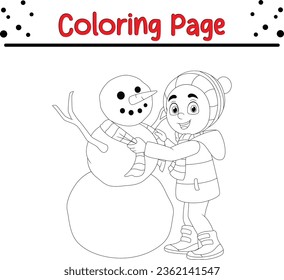 Merry Christmas Black and white vector illustration for coloring book.