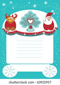 Merry Christmas  blank of menu with happy reindeer and Santa