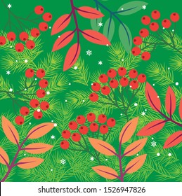 Merry christmas blossom berries illustration in vector