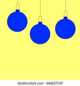 Merry christmas blue ball - vector illustration