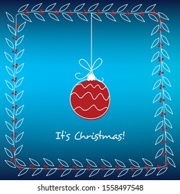 Merry Christmas blue greeting card. ornament.