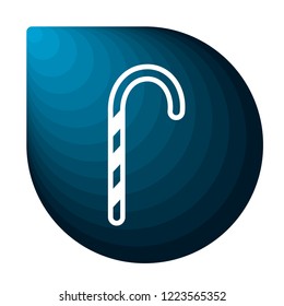 Merry Christmas blue icon in the form of a drop. Winter icon in beautiful gradient design isolated on white background. New year sign vector illustration. Christmas candy cane symbol.