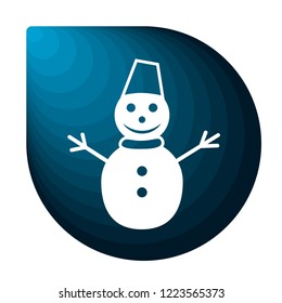 Merry Christmas blue icon in the form of a drop. Winter icon in beautiful gradient design isolated on white background. New year sign vector illustration. Snowman symbol.