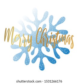 Merry Christmas blue postcard design. Doodle style. 