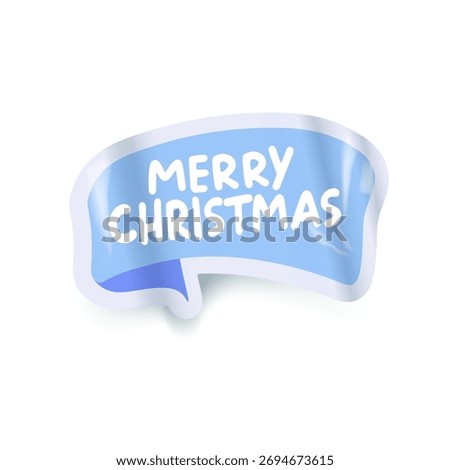 Merry Christmas blue sticker vector design, creative holiday typography, modern festive graphic art for cards, invitations, social media banners, and seasonal decorations. Merry Christmas text