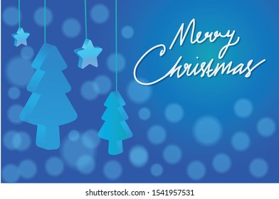 Merry Christmas Blue Vector Background
