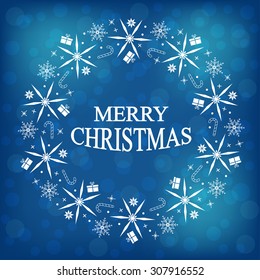 merry christmas blue vector background
