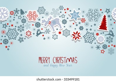 Merry Christmas. Blue Christmas vector elements.