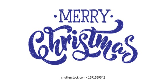 Merry Christmas BLUE vector text Calligraphy lettering card design template for logo, banners, labels, postcards, invitations, prints, posters, web, presentation. Vector illustration. EPS 10