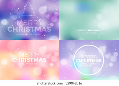 merry christmas blur vector banner set