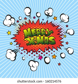 Merry Christmas boom explosion, vector illustration