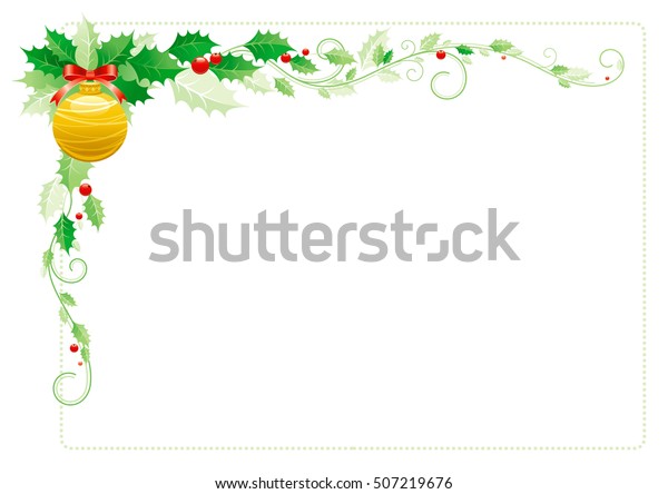 Merry Christmas Border Corner Holiday Decoration Stock Vector (Royalty