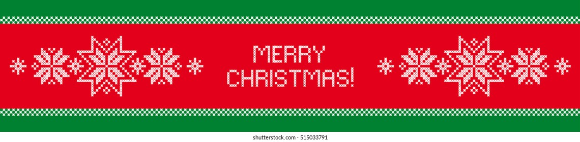 Merry Christmas! Christmas border. Cross stitch. Embroidery. Vector pattern.