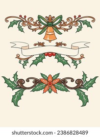 temas de diseño de bordes y banderas de navidad