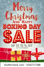 Merry Christmas and boxing day sale with gift box
