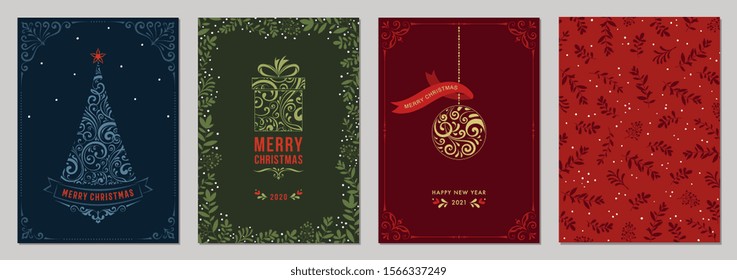 Merry Christmas and Bright Corporate Holiday cards. Vector illustration.