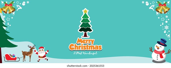 merry christmas bright light green banner background design