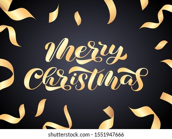 Merry Christmas brush lettering. Vector illustration for poster