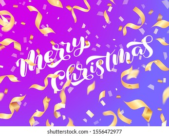 Merry Christmas brush lettering. Vector illustration for poster