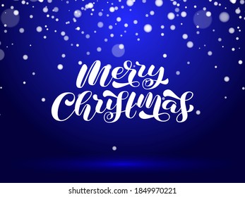 Merry Christmas brush lettering. Vector stock  illustration for poster
