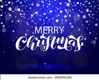 Merry Christmas brush lettering. Vector stock  illustration for poster