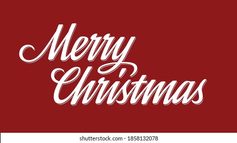 Merry Christmas brush script lettering on red background